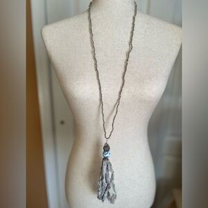 Elegant Silver and Blue Beaded Necklace